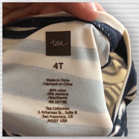 Tea Collection Girls 4T Pineapple Rashguard Striped Long Sleeve Swim Top Play - Picture 4 of 6